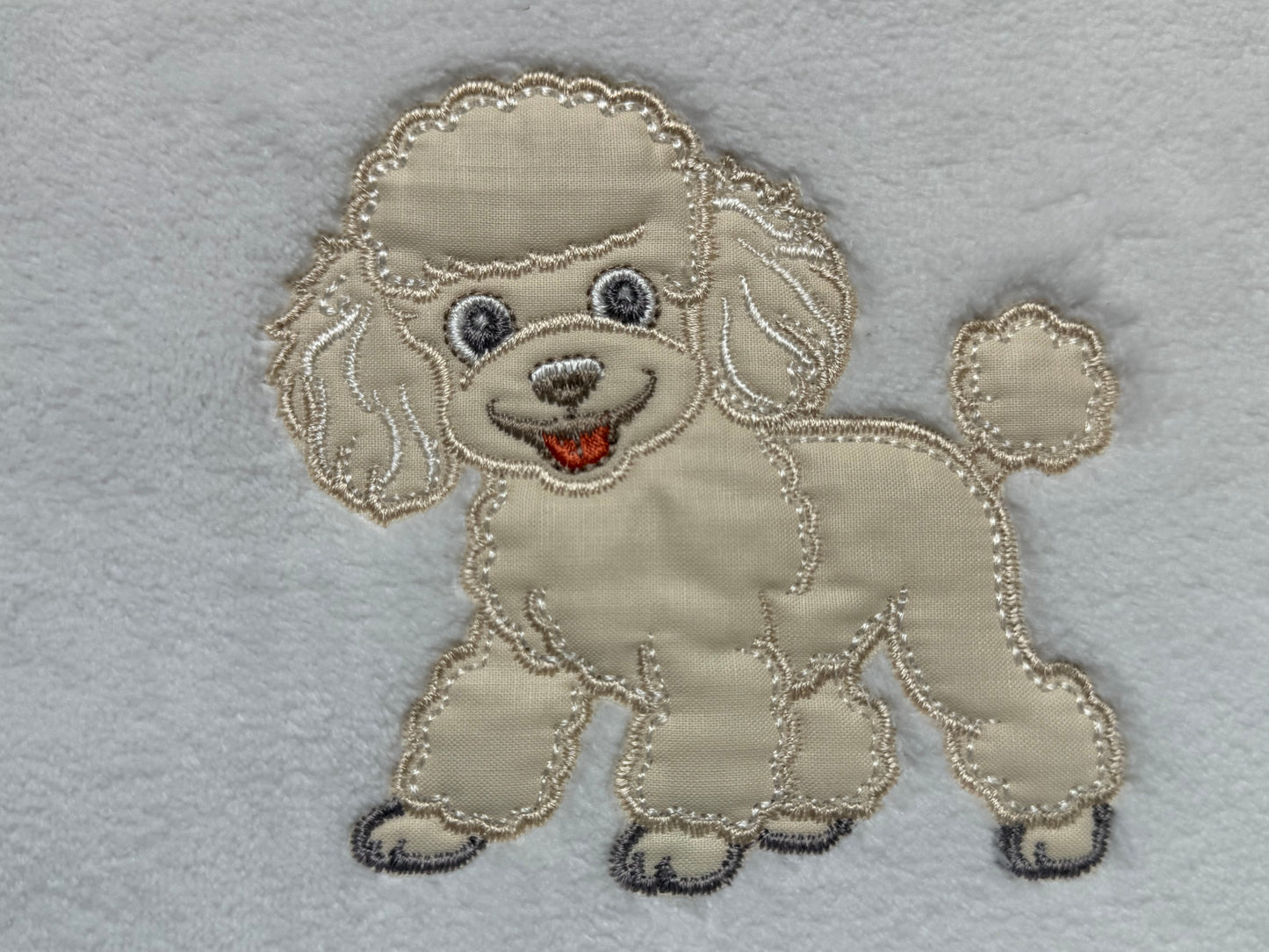 Coperta Pelliccetta Bianco Con Barboncino Ricamato Miele