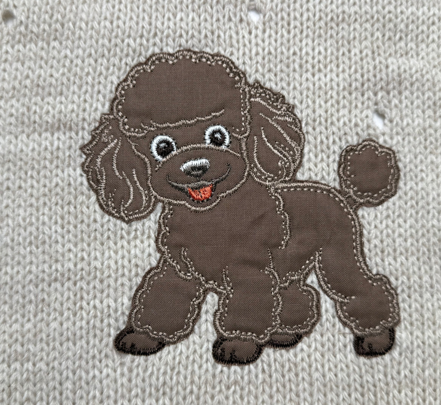 Coperta Filo Lana Tortora Con Barboncino Ricamato Marrone