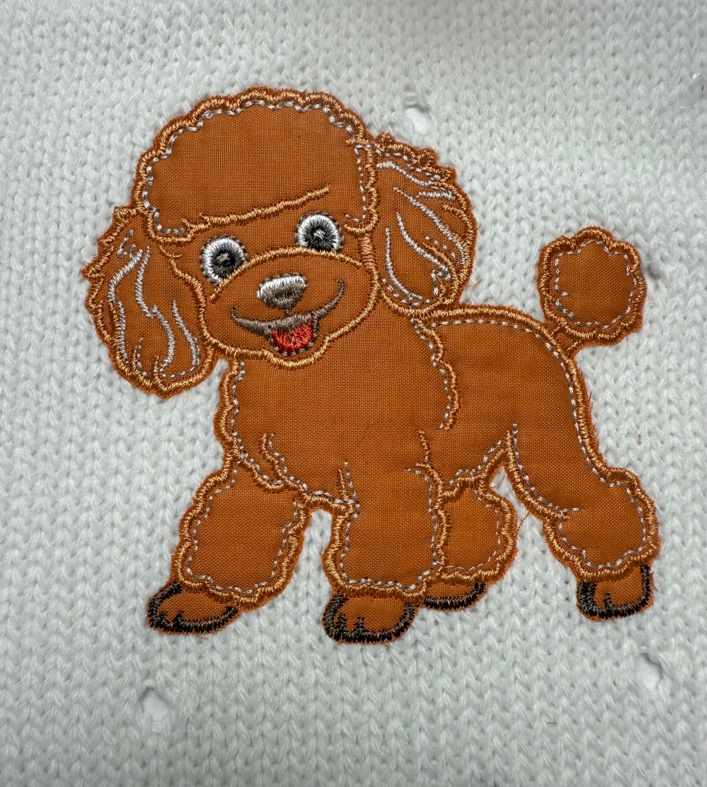 Coperta Filo Lana Panna Con Barboncino Ricamato Red