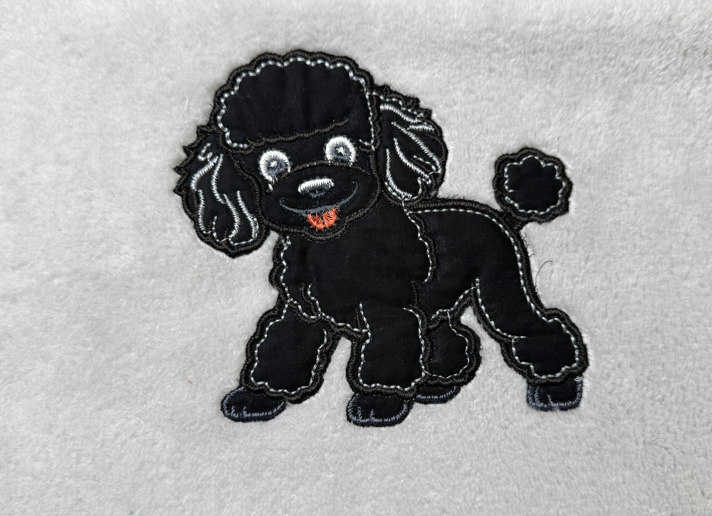 Coperta Pelliccetta Grigio Con Barboncino Ricamato Nero