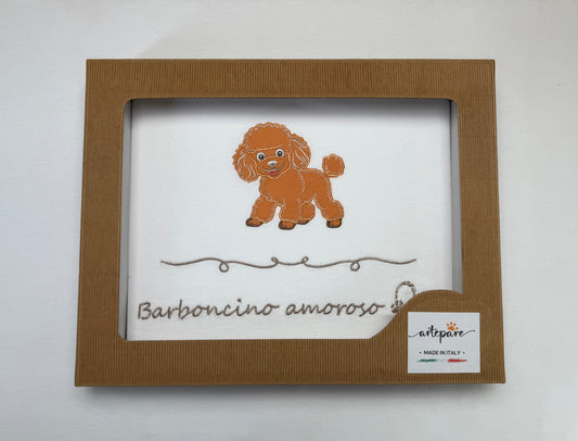 Coperta Doppio Jersey Bianco Con Barboncino Ricamato Red