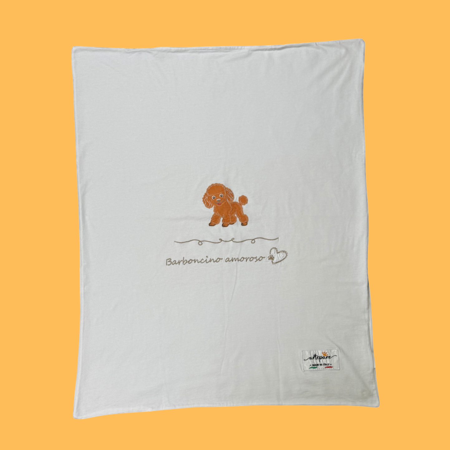 Coperta Doppio Jersey Bianco Con Barboncino Ricamato Red